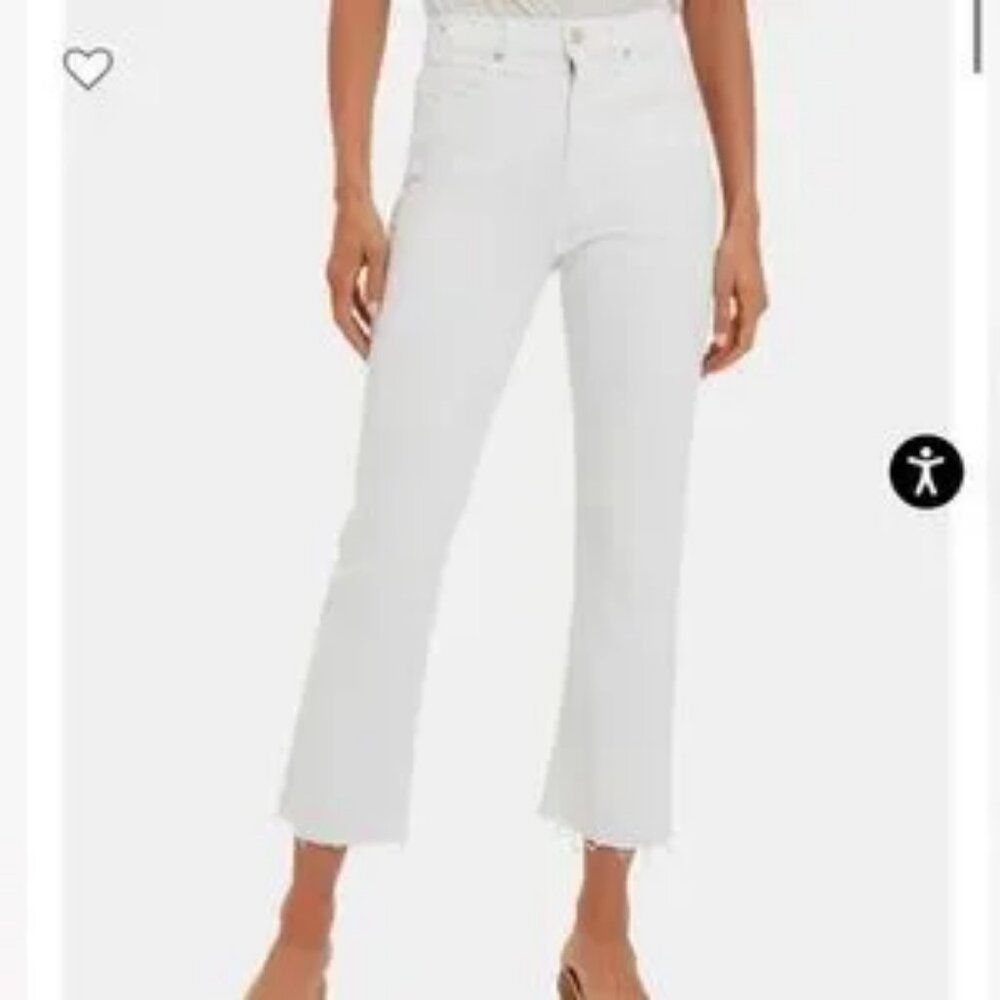 Womens Veronica Beard (Item- 38) White Raw Carly Kick Flare High Rise Jeans 27
